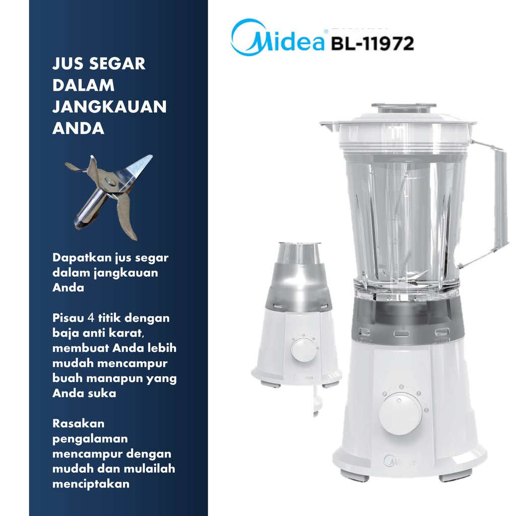 BLENDER/PELUMAT MIDEA 1,25 BL-11972/BLENDER KAPASITAS 1,25 L MIDEA/BLENDER PENGHANCUR BUAH DAN SAYUR