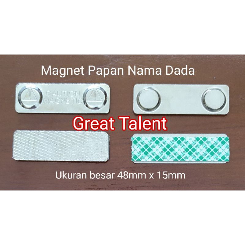 

Magnet Papan Nama Dada Besar 48mm x 15mm - Nametag Caution Magnetic - Magnit Name Tag - 1 pcs
