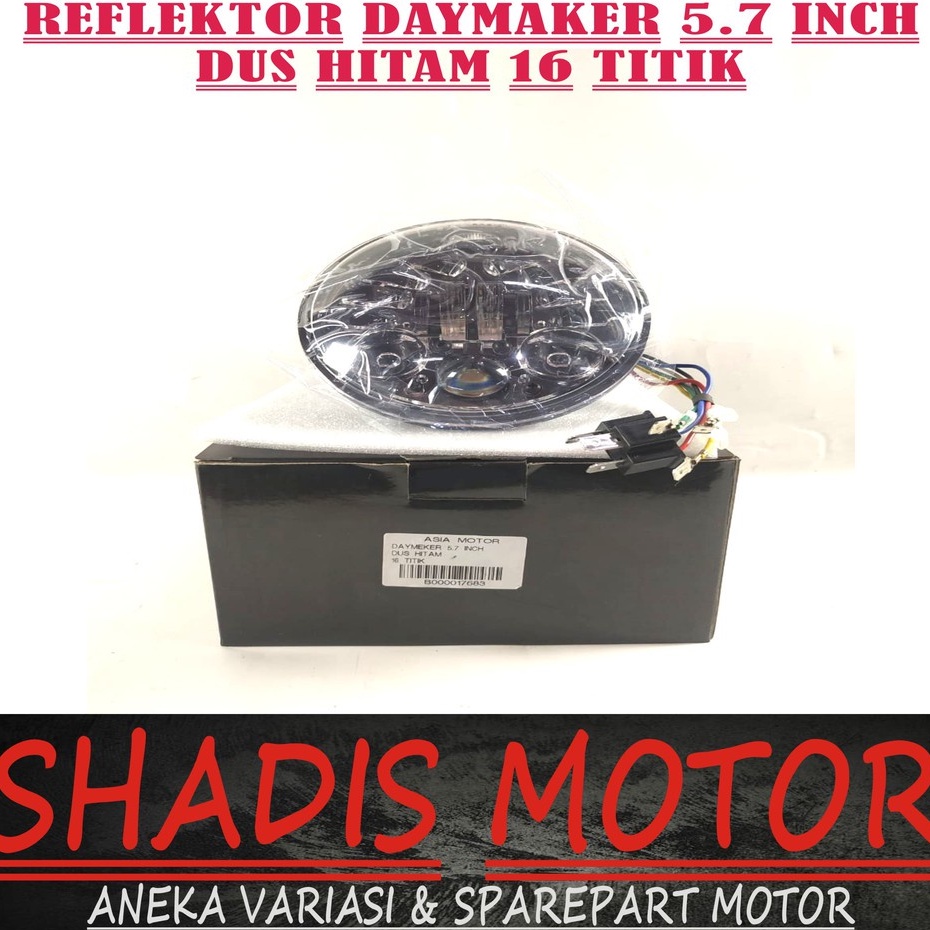 Reflektor Motor Caferacer Daymaker 5,7 Inch Model 16 Titik Dus Hitam