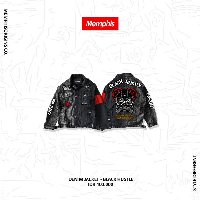 JAKET MURAH COCOK LEBARAN HARI RAYA / DENIM JACKET - BLACK HUSTLE