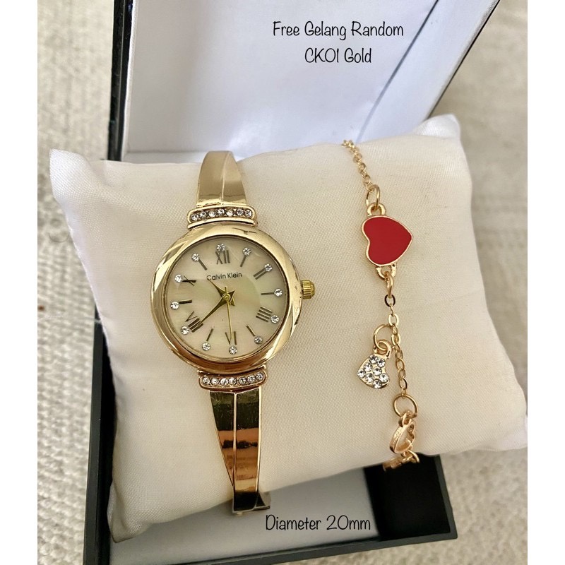 [COD] Jam Tangan wanita cewe jam tangan emas rantai minimalista simple elegant gratis gelang random