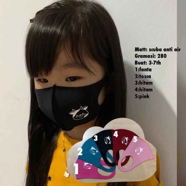 T2-MASKER MULUT/MASKER SCUBA MOTIF COW ANAK-ANAK(MERAH/FANTA KOSONG)
