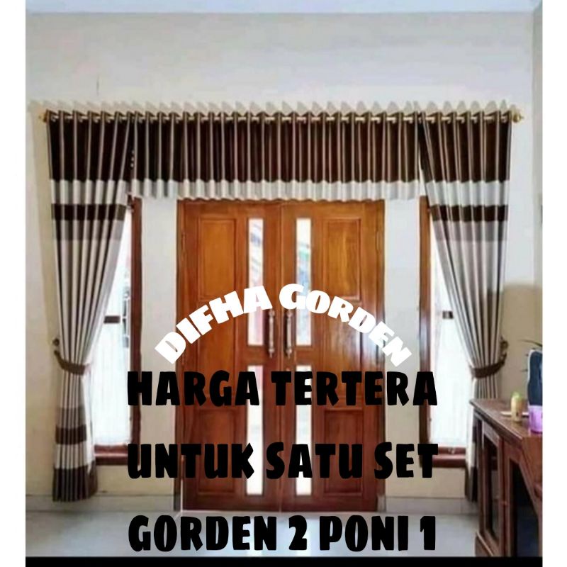 satu set Gorden Poni jendela Pintu Ruang Tamu Gordeng Blackout Import Smokring Mewah Elegan Cantik