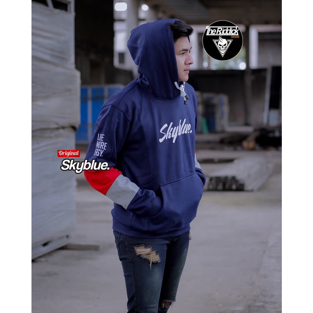 HOODIE SKYBLUE PELAT/PRIA/SKYBLUE ORIGINAL/BANDUNG