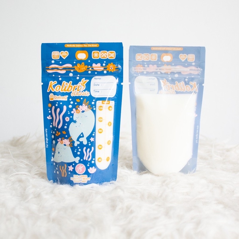 Kantong Asi Gabag 120 ml Boba / Whale / Bear / Boy / Milky Cow isi 30 pcs Gabag Kolibri Classic Breastmilk Storage 120 ml