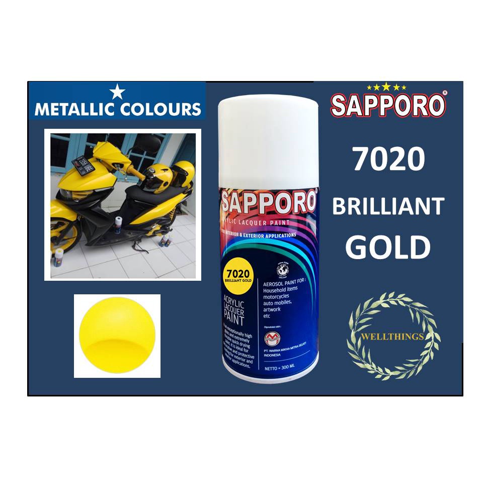 Cat Semprot Sapporo Spray 7020 Brilliant Gold / Pylox / Pilox
