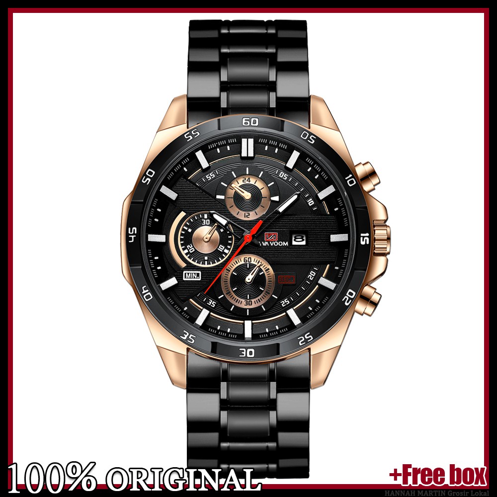 Jam Tangan Pria VAVA VOOM 100% Original Kronograf Jam Tangan Cowok Quartz Laki Arloji Gift Tangan