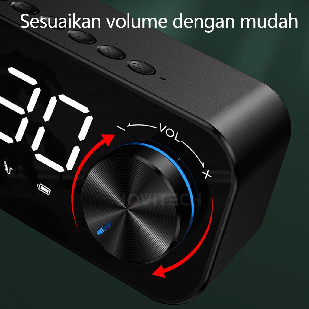 (COD) Speaker Bluetooth Portable Bass speaker Jam Alarm Clock LED Display Speaker Bluetooth Music Box Speaker - S16 100% real 1year warranty