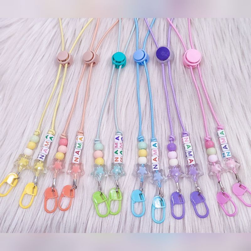 Tali Masker Anak | konektor masker anak costum nama | konektor masker nama anak | kalung masker anak