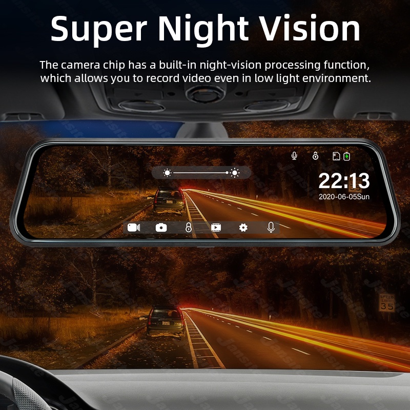 Dash Cam Car Dashcam Mobil 10&quot; IPS touch Screen Dual Lens 1080P Front and Inner Night vision  Rearview Mirror 170°wide loop recording G-sensor LZ