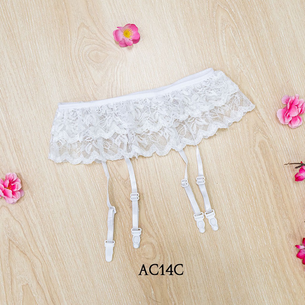 PRIVASI AMAN / COD / ORI ★  Sabuk paha sexy lingerie putih lace Tanpa Stocking Garter belt AC14C