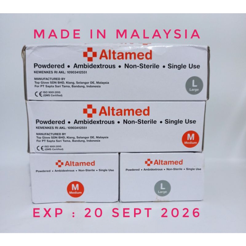Altamed Sarung Tangan Latex Box isi 100 pcs / Altamed Latex Gloves Sarung Tangan 100 pcs