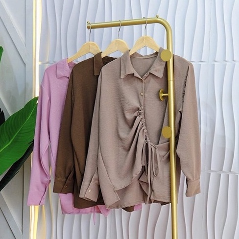 KEMEJA SERUT DEPAN GRELA SILFA KEMEJA SERUT CRINGKLE ATASAN BAJU SERUT blouse kemeja serut depan  / BLOUSE CRINGKLE TALI SERUT KEMEJA CRINGKLE AIRFLOW / ATASAN WANITA BLOUSE WANITA