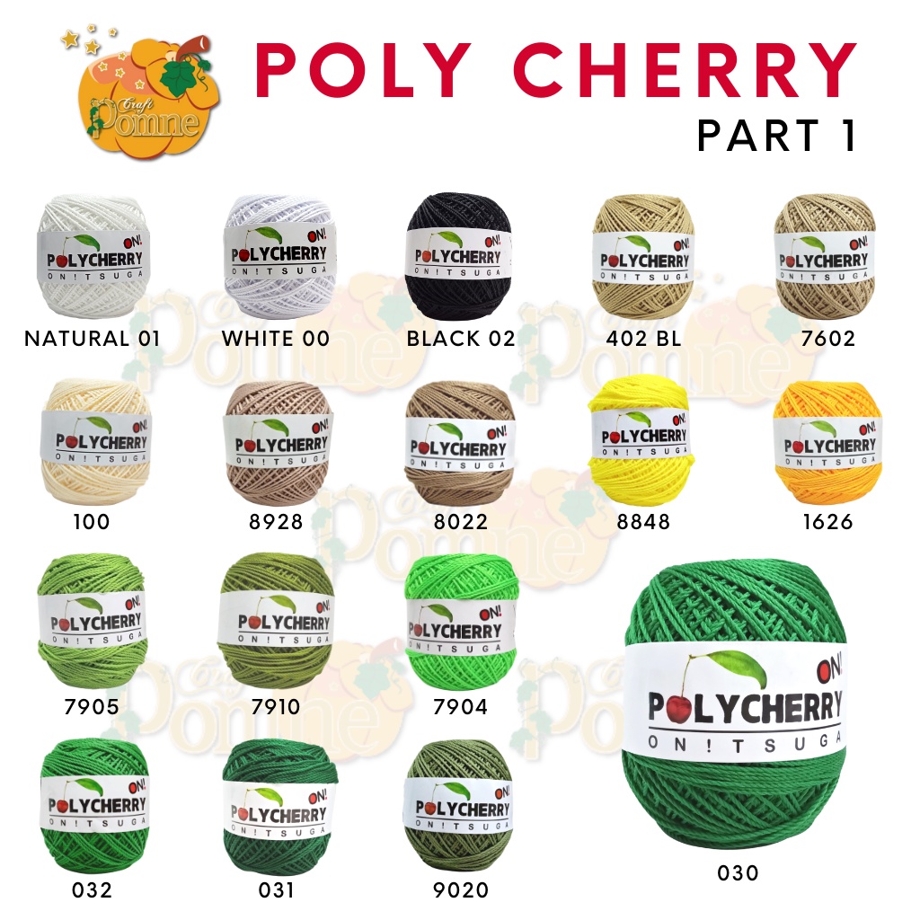 MURAH ORI Benang Rajut Onitsuga Poly Cherry (Polyester Yarn) - polycherry crochet yarn | benang rajut poly
