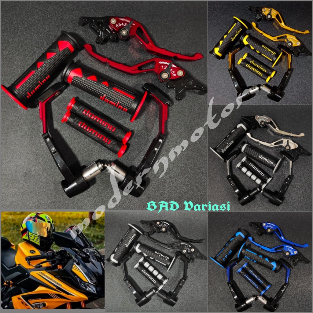 [HEMAT 4in1] Proguard Robot+Handgrip Domino model shark+Karet handle+Handle Variasi CNC Nmax PCX Aerox Vixion Beat Mio Vario Tiger Mx Lexi Vario150 CBR R15 v3 Fu Mio j ADV Freego