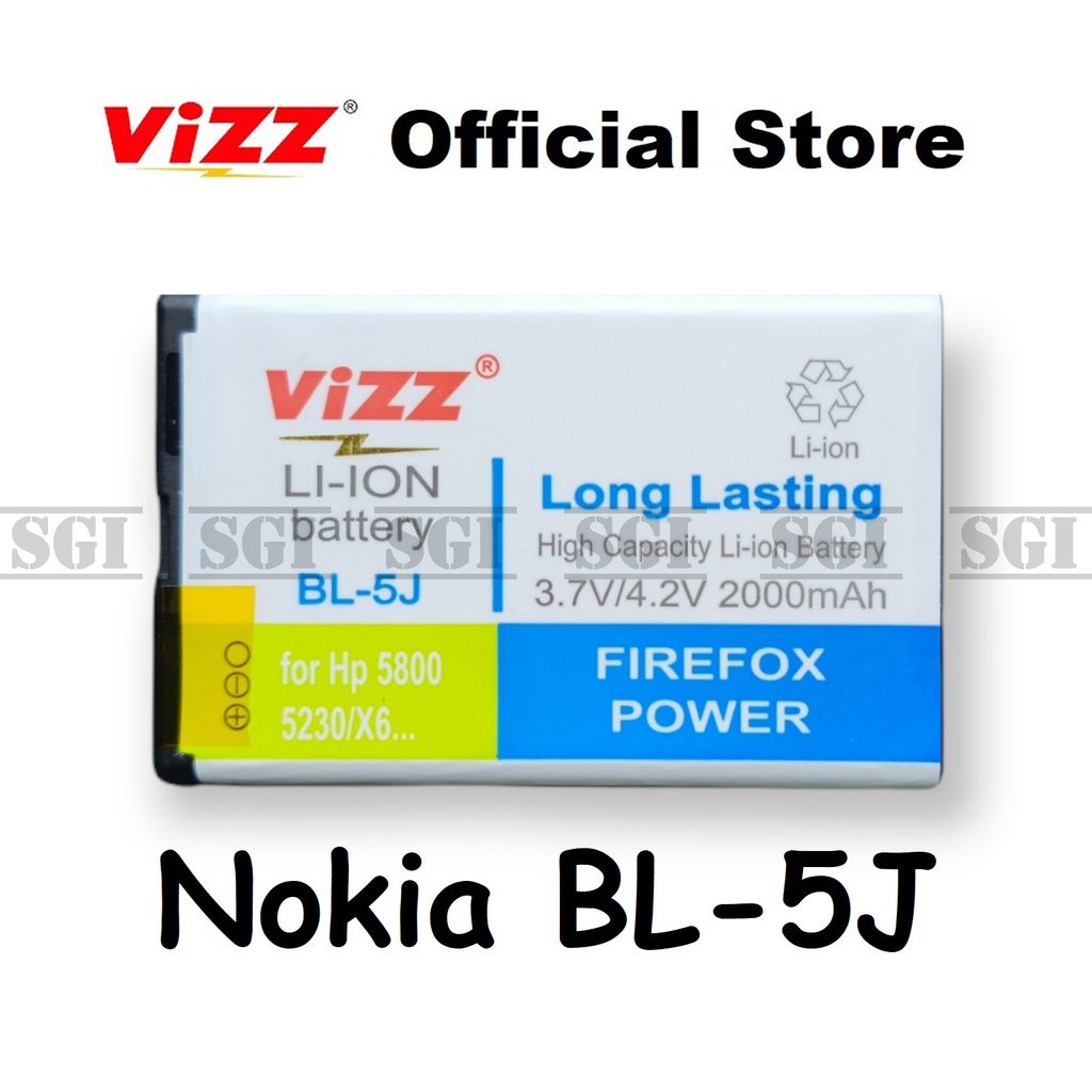 Baterai Vizz Double Power Nokia BL-5J BL5J Asha 200 201 302 5230 5232 5800 C3 C3-00 Lumia 520 X1-01 