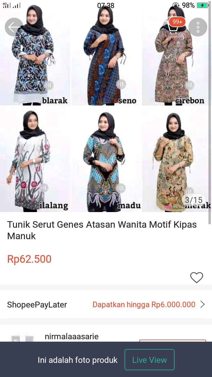 Batik Wanita Kekinian Fatima Dianara Tunik Batik Kombinasi
