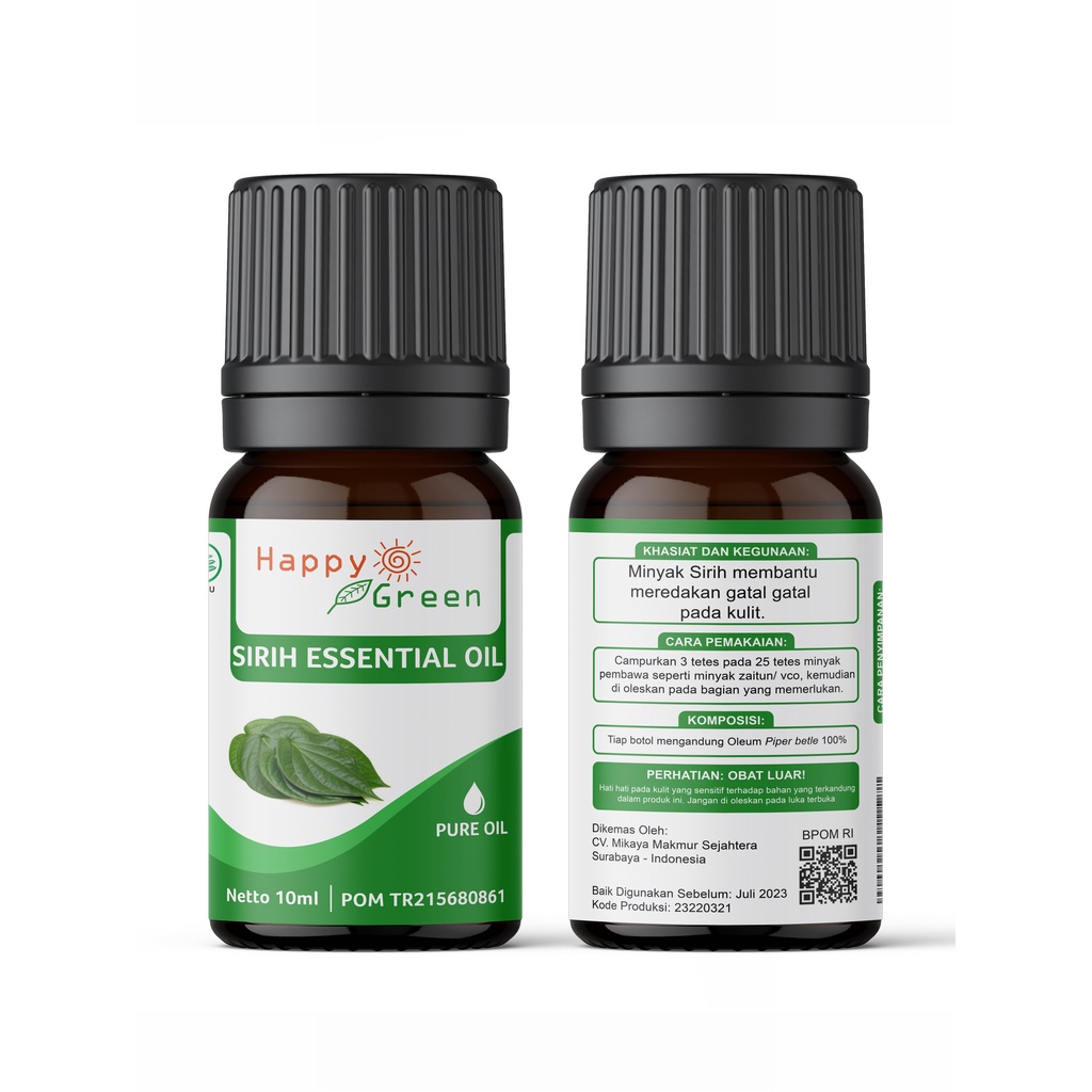 BPOM Happy Green Betel Leaf Essential Oil - Minyak Atsiri Daun Sirih 100% Murni Garansi Uang Kembali