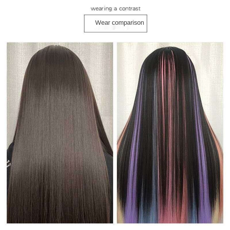 [Women Colourful Wig Piece  ] [ One Piece Seamless Wig Hair Clip] [ High Temperature Silk Wig Hairpin ] [  Wigs That Can Be Rolled and Trimmed ]