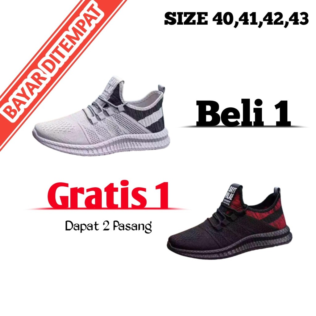 BELI 1 GRATIS 1 SEPATU SNEAKERS PRIA IMPORT FASAHION KOREAN MODEL TRENDY