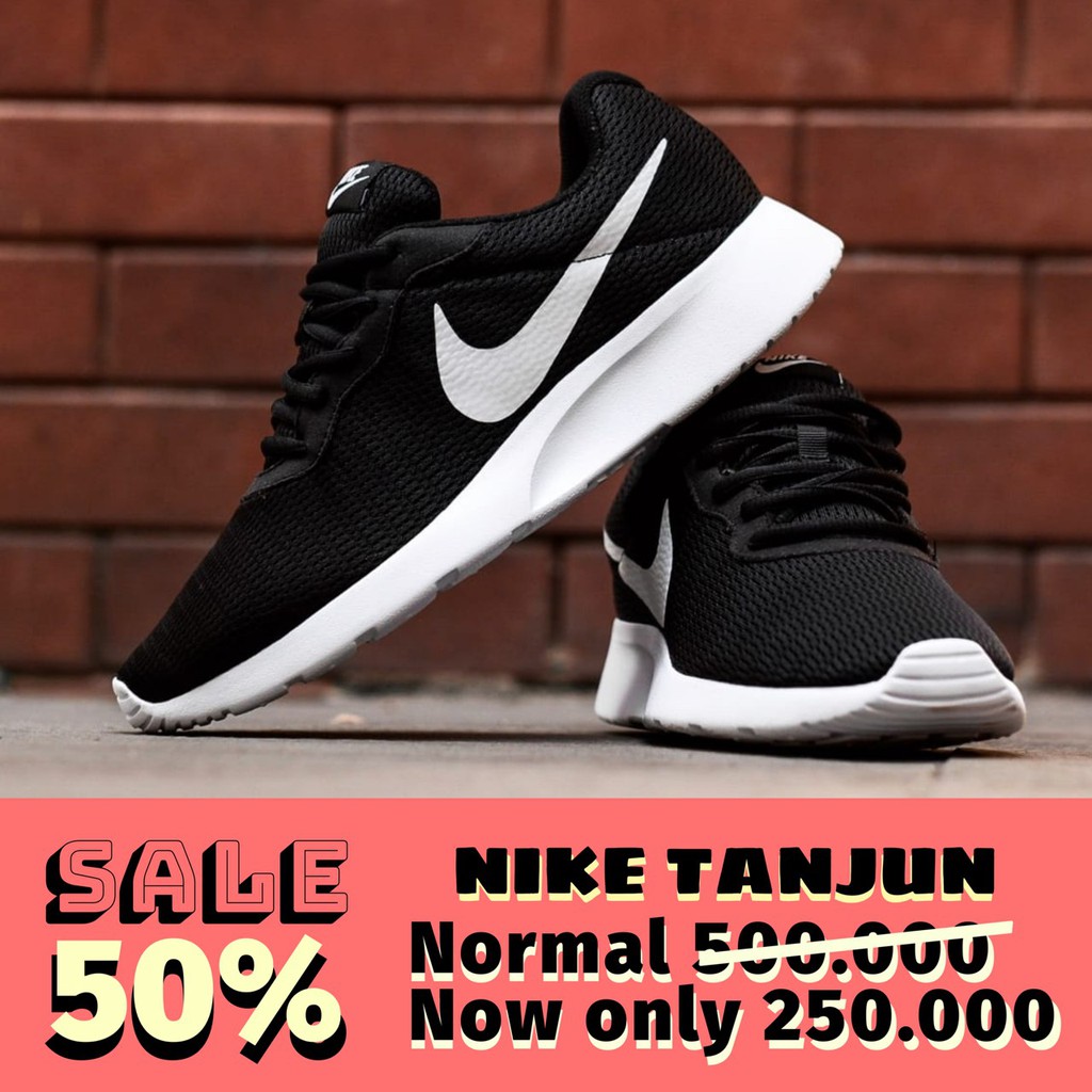 SALE !! SEPATU SNEAKERS ORIGINAL NIKE TANJUN BLACK WHITE