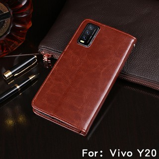 Flip Case Model Dompet Bahan Kulit Untuk Vivo Y20 Y20 Y20