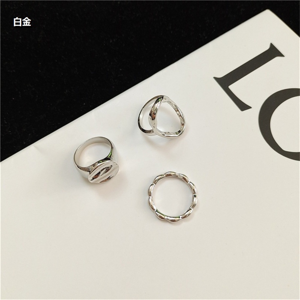 【COD Tangding】3pcs / set Cincin Jari Telunjuk Desain Geometri Hollow out