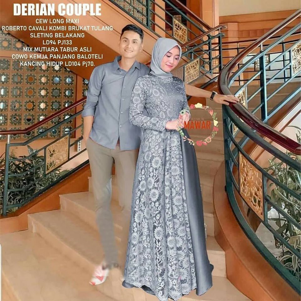 DERIAN COUPLE/COUPLE MUSLIM TERBARU /OUTFIT KONDANGAN/WARNA GREY NAVY MUSTARD