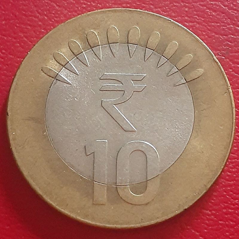 Uang Koin Kuno Luar Bimetal 10 Rupee India Tahun 2016