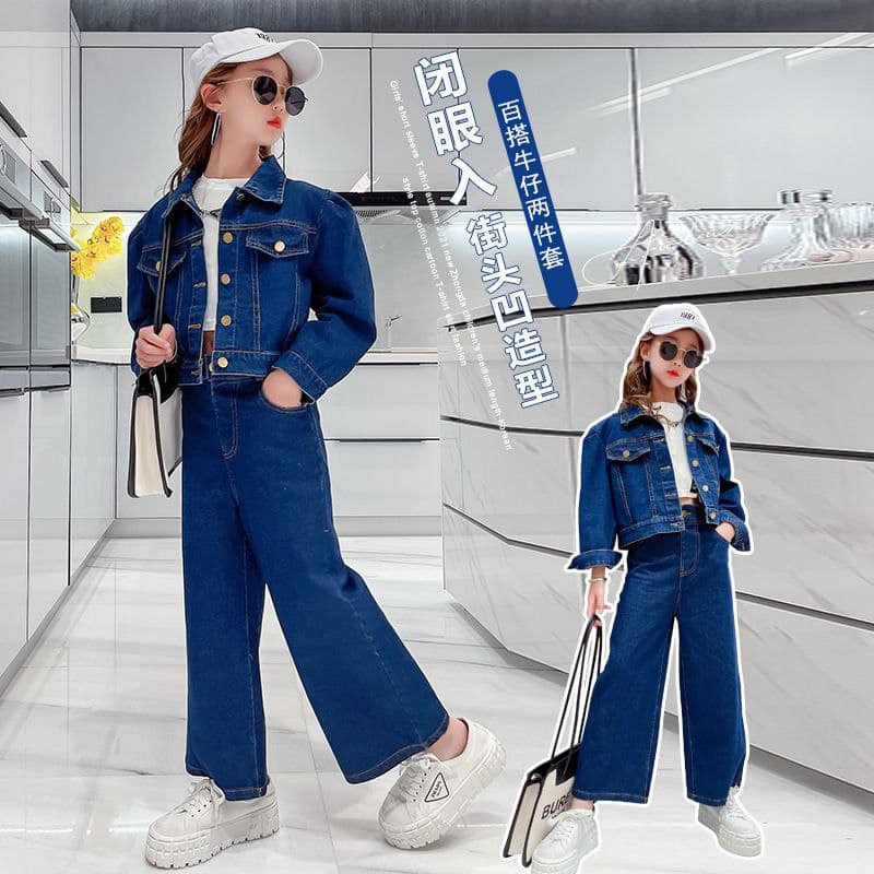 [JEWELS KIDS] KELLY KULOT CARDIGAN JEANS SET /SETELAN CELANA KULOT JEANS ANAK TANGGUNG IMPORT/SETELA
