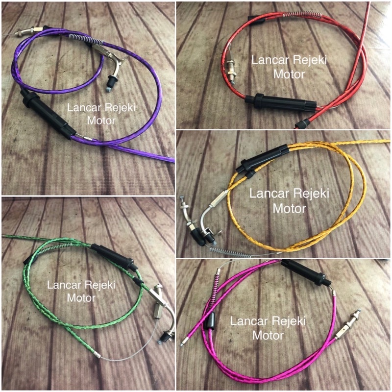 Variasi Kabel Gas Yamaha RXS & RXK & RX King Warna Ungu Hijau Merah Kuning Pink Biru
