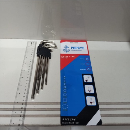 Kunci L BINTANG SET  / Kunci L BIASA  Set / Kunci L BULAT SET Panjang Lengkap / Kunci L Motor 9 PCS-1