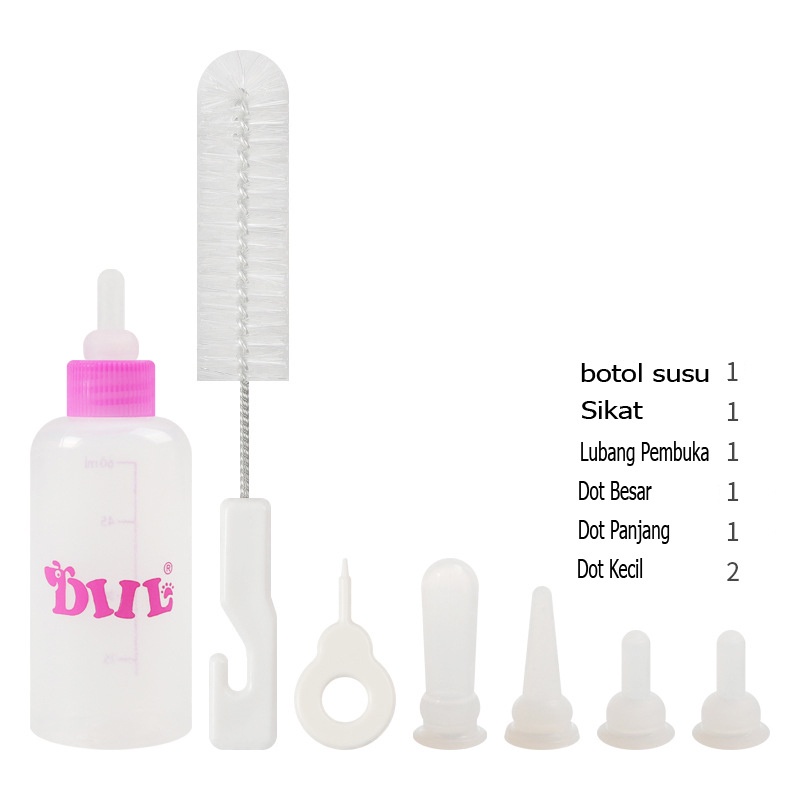 Diil Botol Susu Kit 4 Dot Nipple + Sikat Untuk Puppy dan Kitten Diil