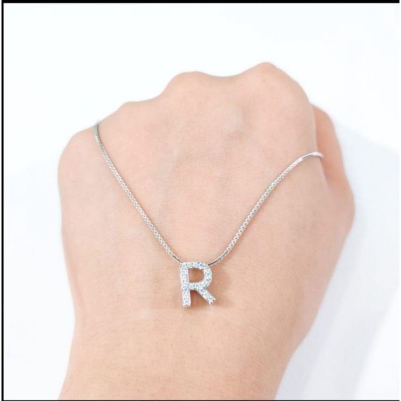 Set kalung dan liontin hala prilly huruf R elegant