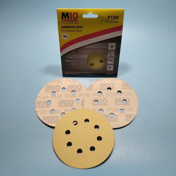 M10 Amplas Velcro Lubang 5 inch grit 120 Amplas Tempel 5 inch