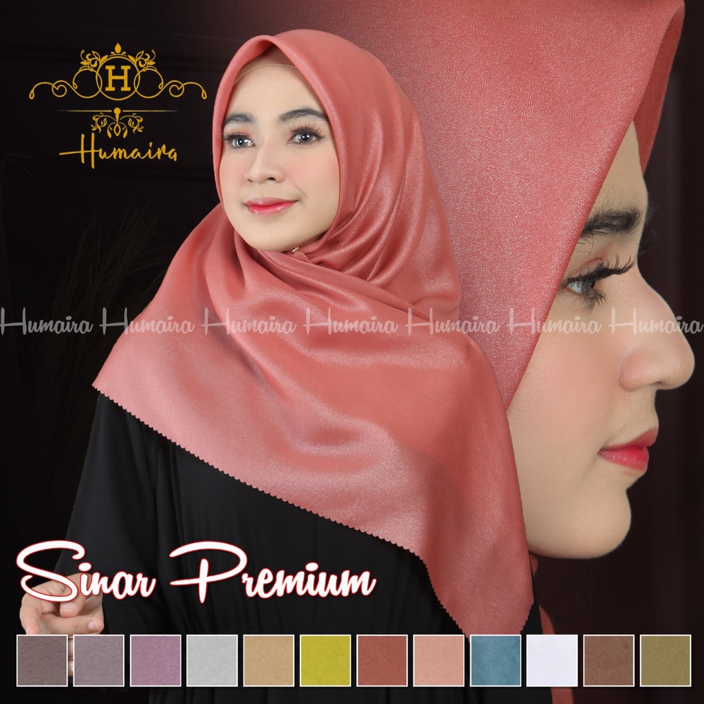 Hijab muslimah segi empat sinar premium polos