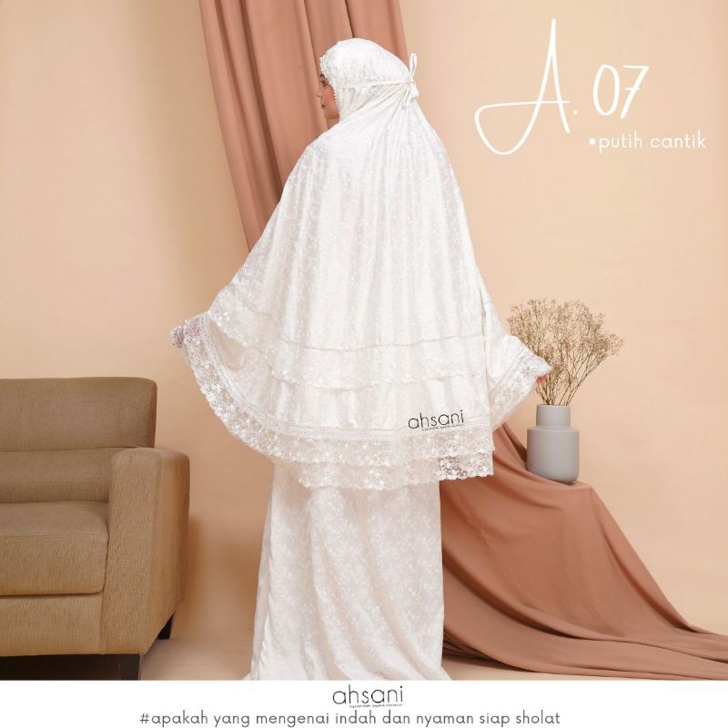 A.07 MUKENA SUTRA AHSANI MUKENAH DEWASA FULL BORDIR MUKENA UMROH HAJI LEBARAN