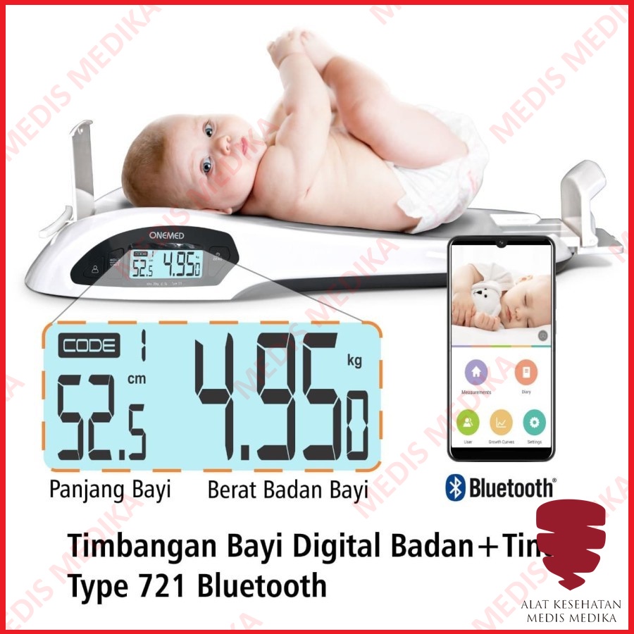 Timbangan Bayi Digital Onemed 721 Baby Scale Bluetooth Alat Pengukur Tinggi Badan