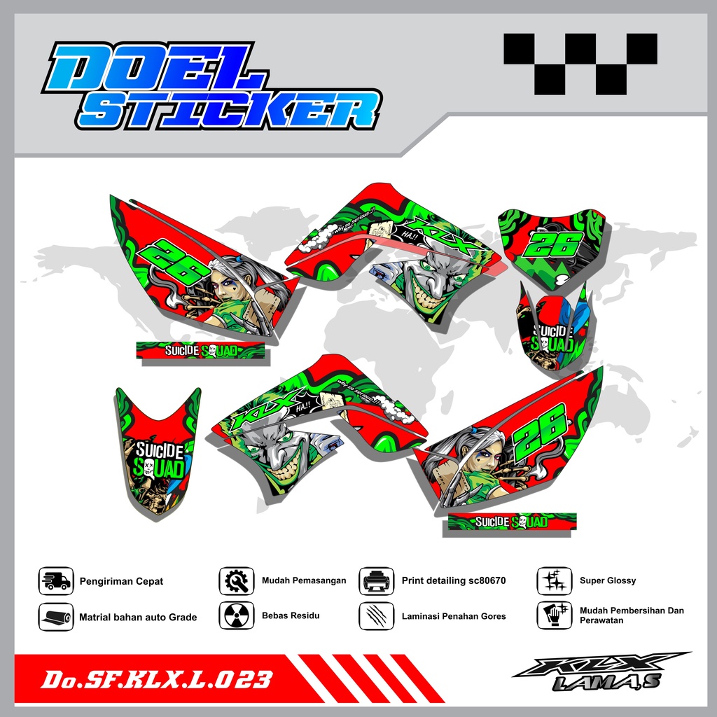 Sticker Striping Honda KLX L , S Lama List Variasi Hologram , Crome Doel 023