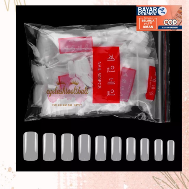 KUKU PALSU TANGAN KOTAK SQUARE NAIL TIP TANGAN KOTAK