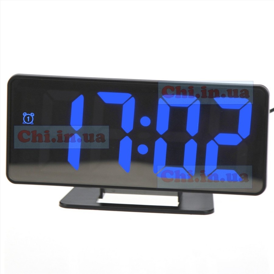 Jam Meja Digital Led Weker Alarm Clock Mirror VST-888 Biru