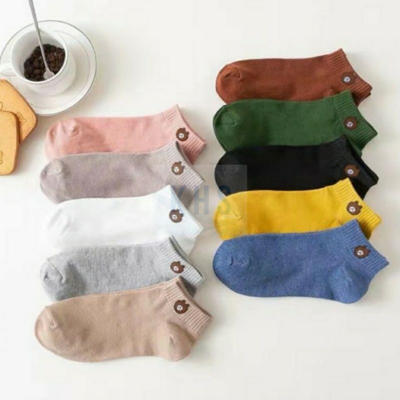 BUNDLING 8 PASANG Kaos Kaki Fashion Wanita Pria Motif Semata Kaoskaki Ankle Socks HIDDEN SOCK BERUANG BEAR KHS-3
