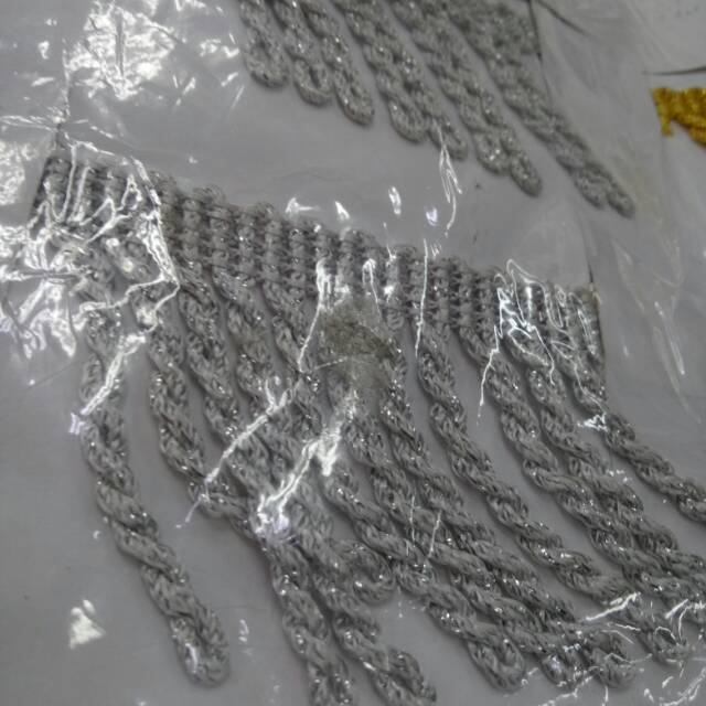 renda rumbai kepang silver bahan craft hiasan aksesoris