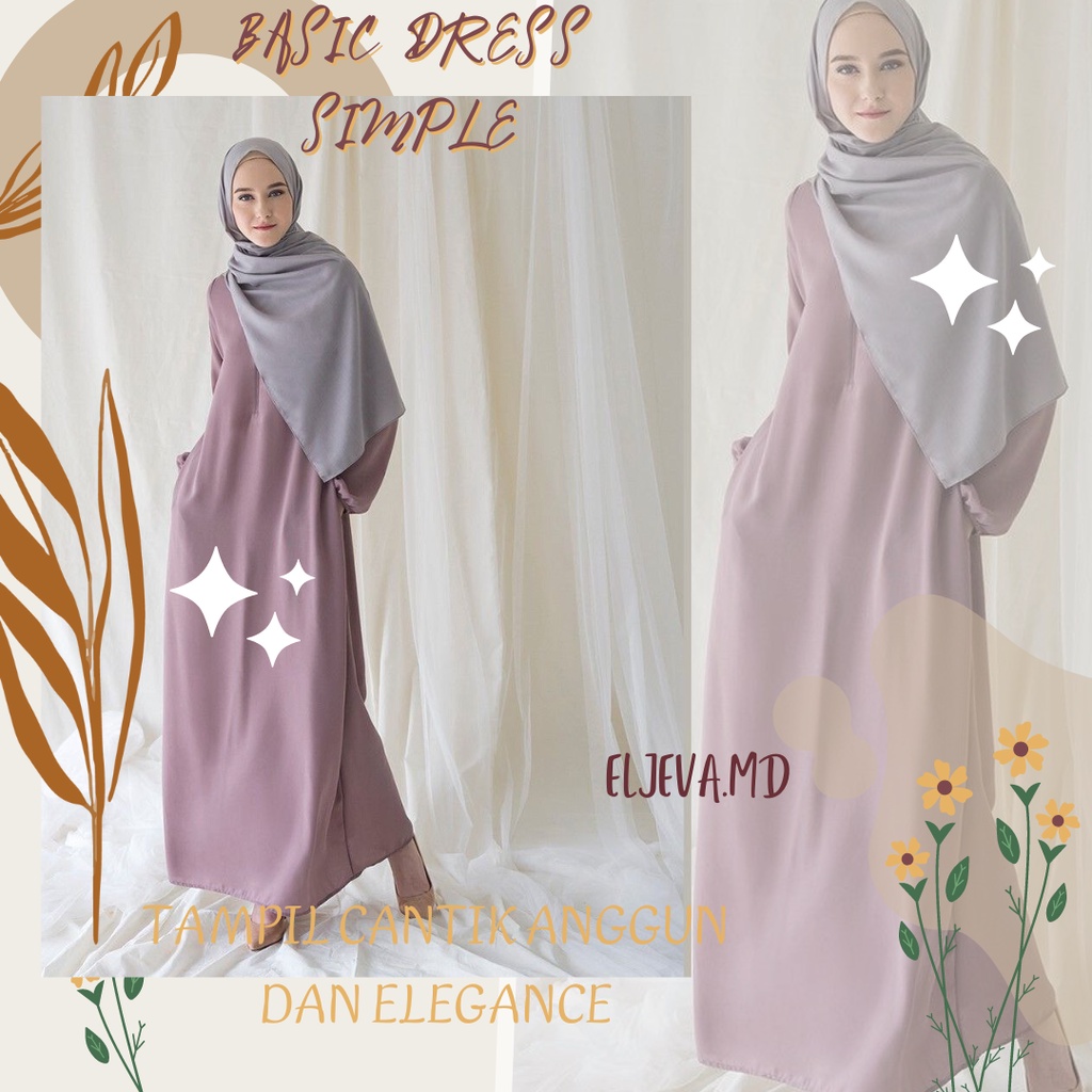 Gamis Dress Berbahan Import Basic Sada Dark Taupe - Gamis polos warna dark lilac