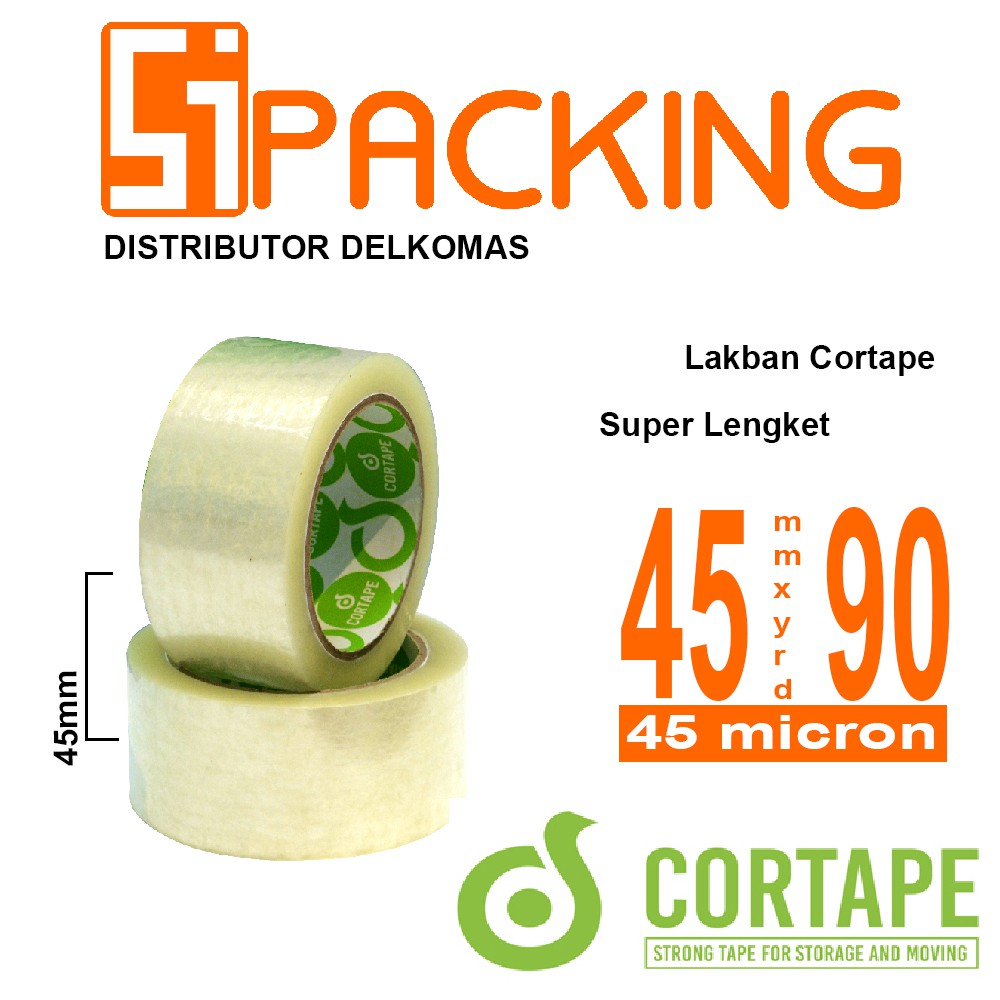 

Lakban Bening Cortape Isolasi Selotip Packing Ukuran 45mm X 90yard Super Kuat Satuan Ekonomis Termurah