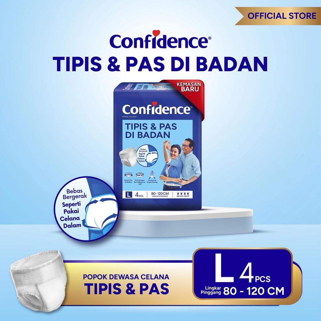 Confidence Popok Dewasa Celana Tipis & Pas L 4
