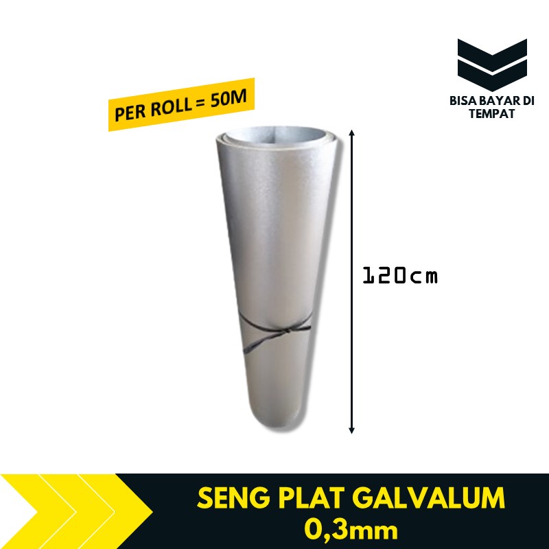 Seng Plat Galvalum Anti Karat 0,3mm 120cm 1 Roll 50 Meter