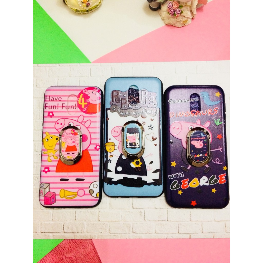 SOFTCASE SAMSUNG J7 PLUS PEPPAPIG IMPORT CASE PLUS RING SAMSUNG J7 PLUS GEORGE CASE