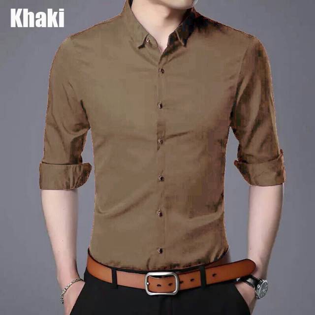 kemeja BIG SIZE justine polos fit to L-XL matt katun stretch