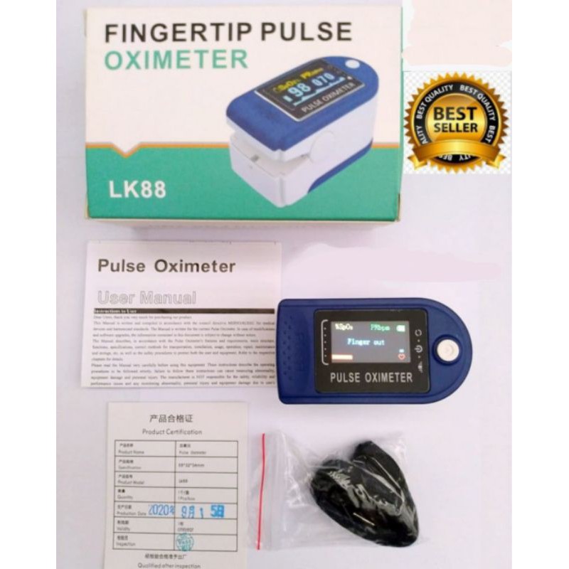 Oximeter Fingertip Pulse Oxymeter SPO2 LCD Full Colour Ukur Kadar Oksigen Detak Jantung